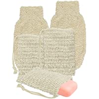 Los mejores  - KBNIAN 3 pcs Bolsa de Jabón + 2 Guantes Exfoliantes Bolsas para Jabones de Sisal Natural Guantes Exfoliantes Ducha Red…